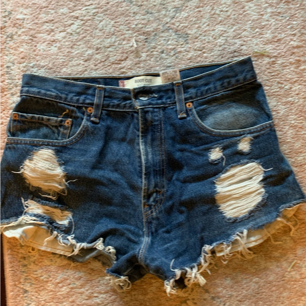 Levi’s bootcut jean shorts, blue. Size 32W